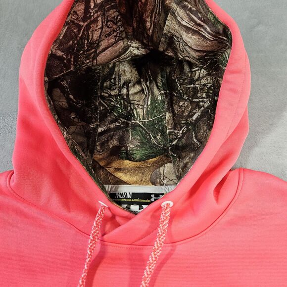 Under Armour Storm Women's M Camo Trim Pink Hoodie Sweatshirt Fleece Semi Fitted - Picture 2 of 9